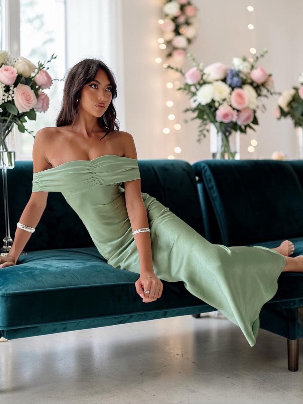 NEW Princess Polly Sadee Maxi Dress Sage